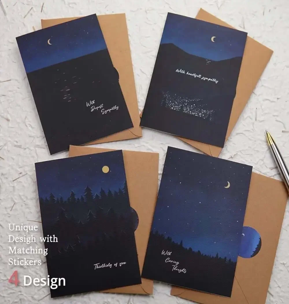 Liheheca 24-Pack Night Landscape Sympathy Cards with Envelopes and Stickers